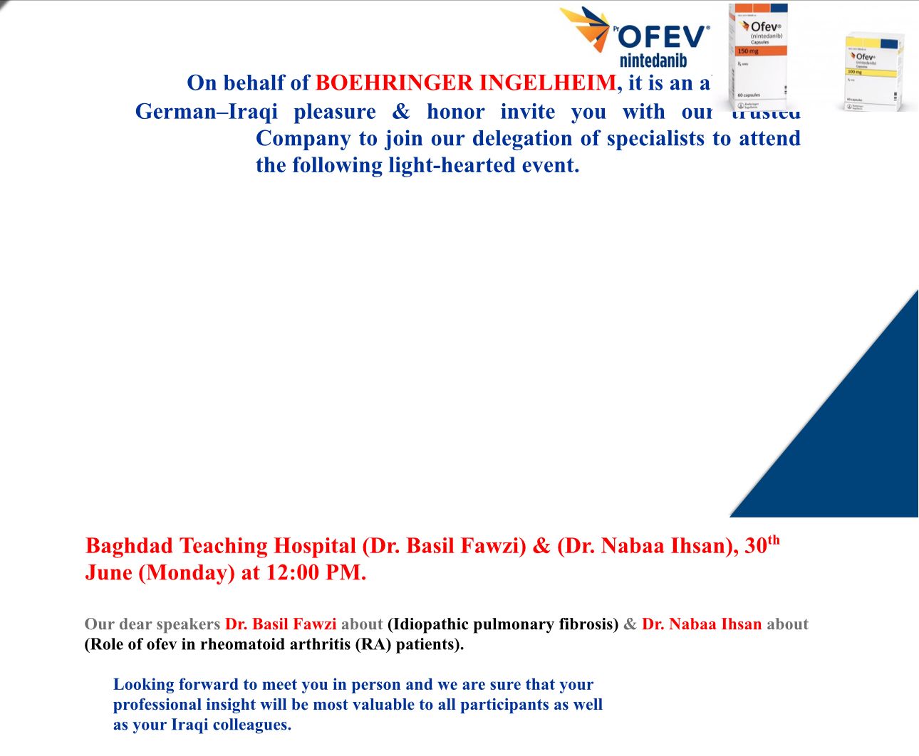 A symposium at the Medical City on ILD sponsored by Boehringer Ingelheim